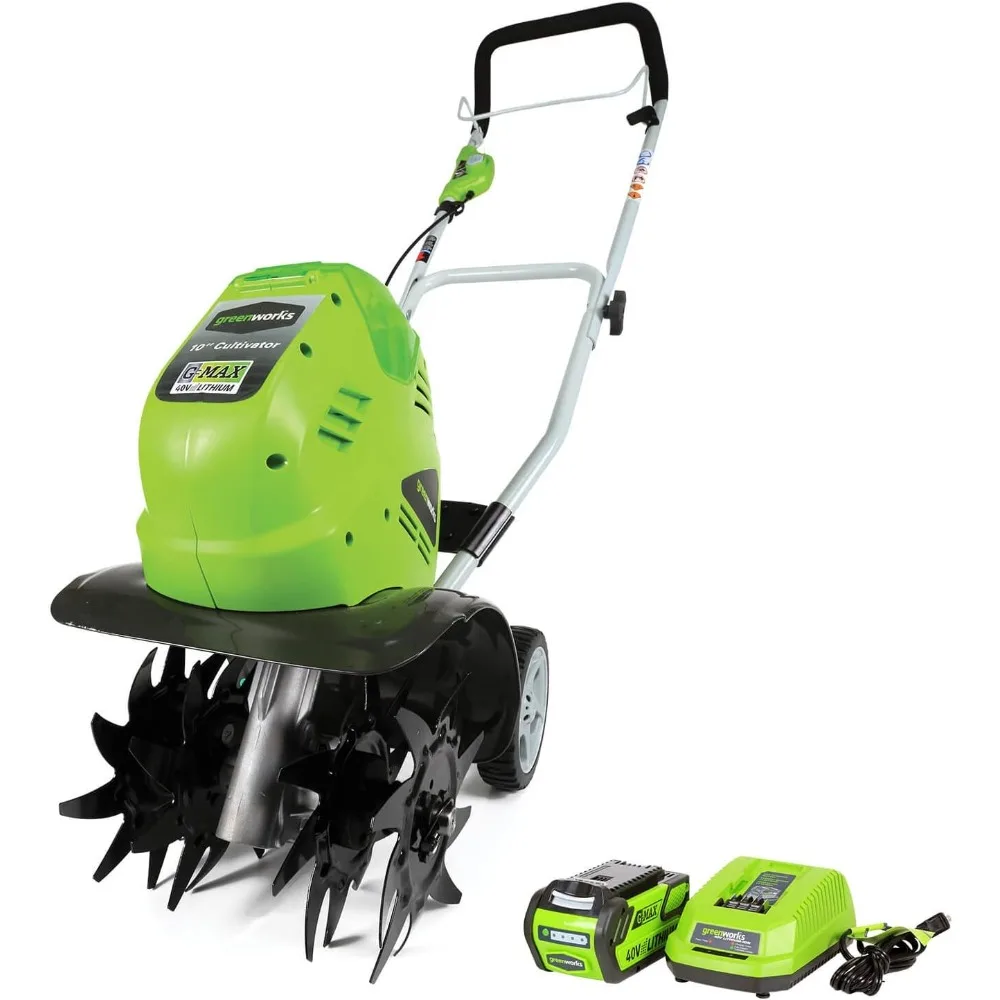 

40V 10" Cordless Tiller / Cultivator, 4.0Ah Battery and Charger Included, Green