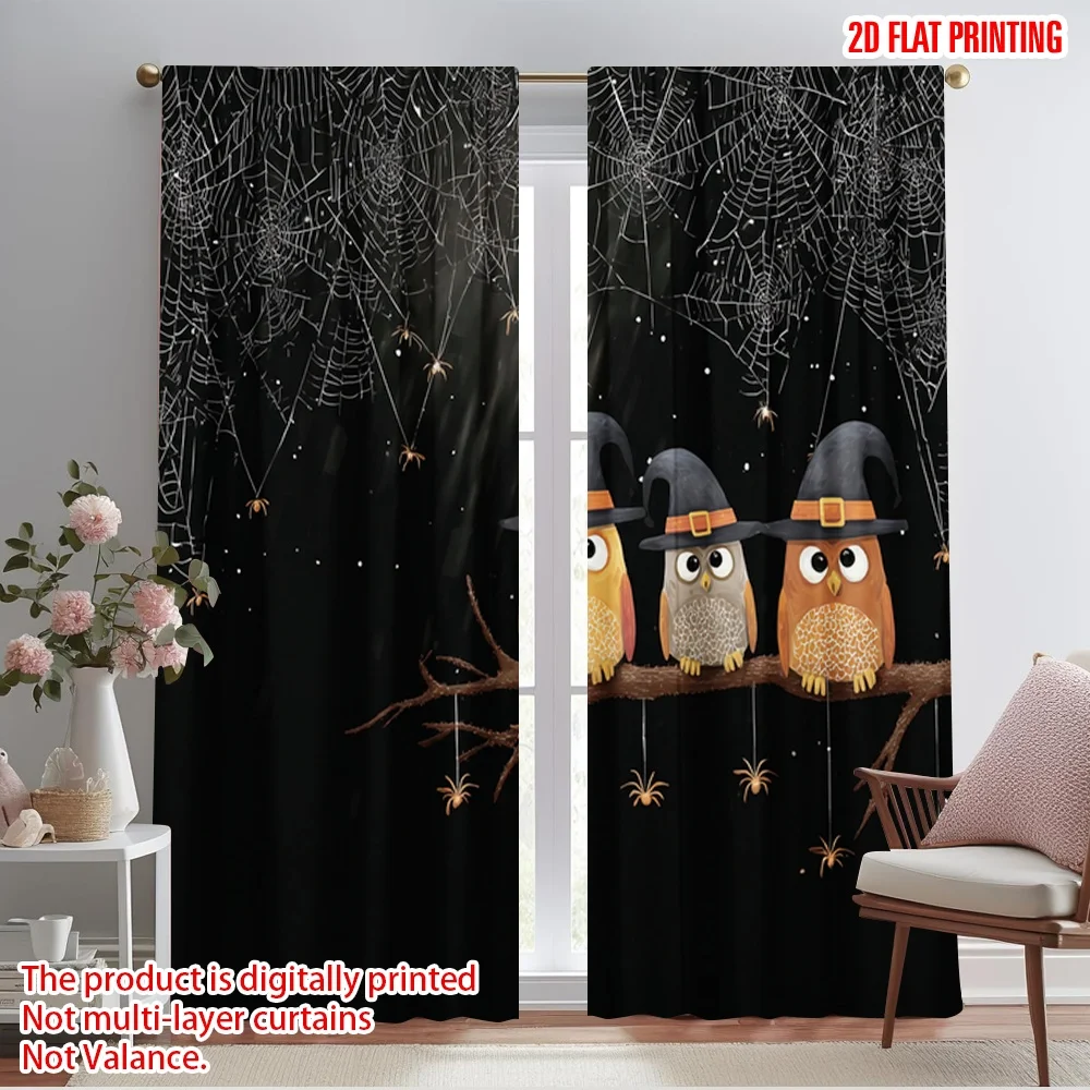 2pcs,2D plane printing Creative Curtains halloween ghost (4) Versatile Polyester (without rod) Home Decor Ldeal for Living Room,