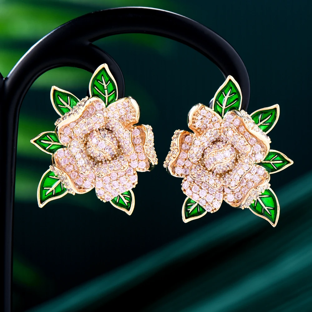 

Soramoore NEW Spring Bloom Flower Earrings for Women Fine Bridal Wedding Party Luxury Gorgeous Top Shiny Jewelry High Quality