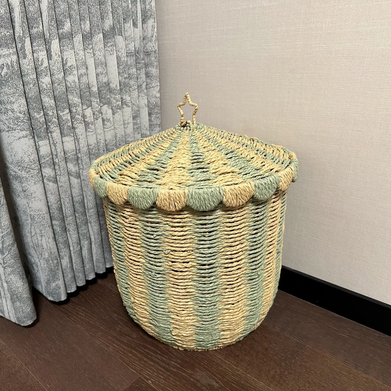 

Rattan Woven Storage Basket Floor Standing Toy and Snack Sorting Box Household Desktop Organizer Multipurpose Home Decor Storage