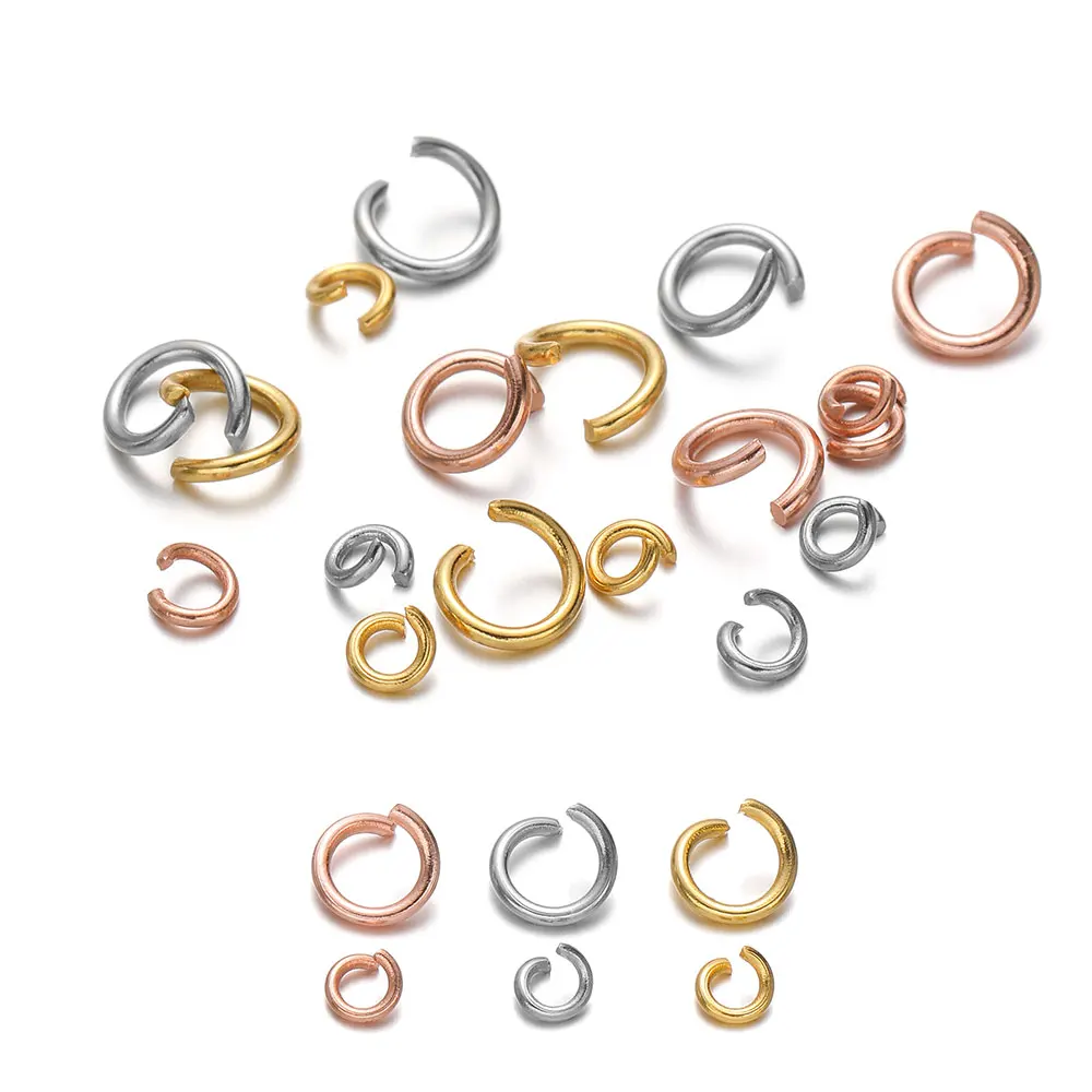 200-100Pcs Single Loops Jump Rings Stainless Steel Open Circle Rings Connectors for DIY Bracelet Jewelry Making Wholesale