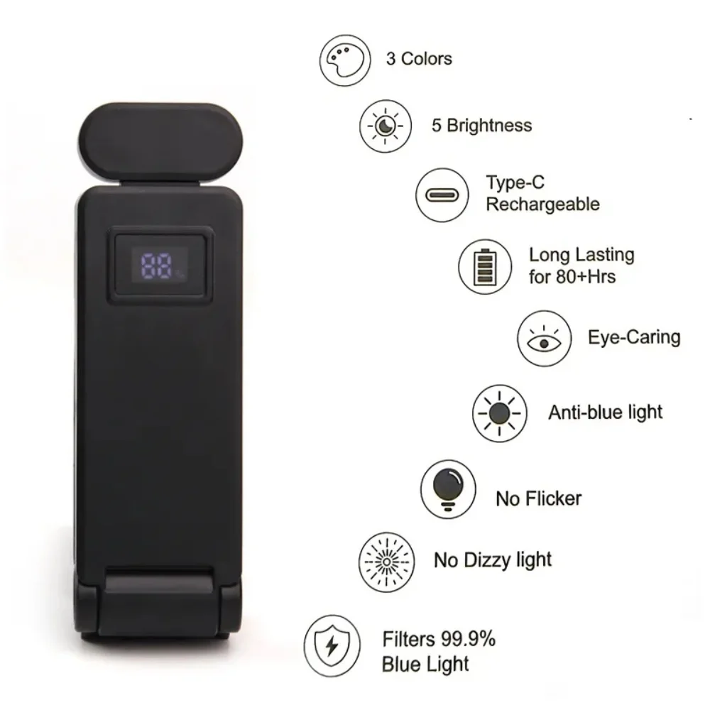 USB Charging Clip Reading Light Bookmark Light Folding Clip Book Light LED Reading Lamp Mini Desk Lamp Eye Protection Book Lamp