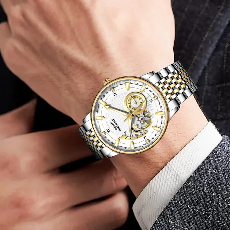 HAEMMER fully automatic mechanical watch men's business high-end trend waterproof men's stainless steel watch waterproof luminou
