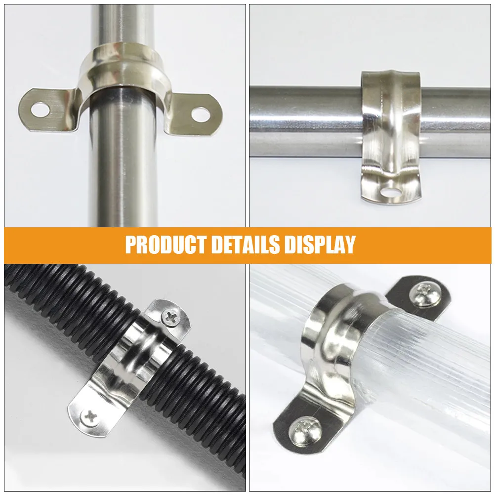 20Pcs Stainless Steel U Tube Clamp Secure Pipe Support Bracket Ideal for Water PVC Metal Pipes Wall Mounting Rooftop Fixing