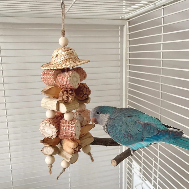 Parrot toy corn cob mountain pineapple skewer Xuan Feng peony tiger skin gnawing tearing tearing destructive bird like toy