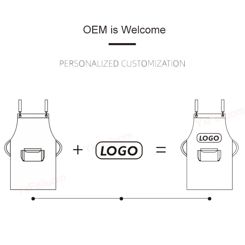 Personality Custom Logo Signature Men\'s and Women\'s Kitchen Aprons Home Chef Baking Clothes with Pockets Adult Bib Waist Bag