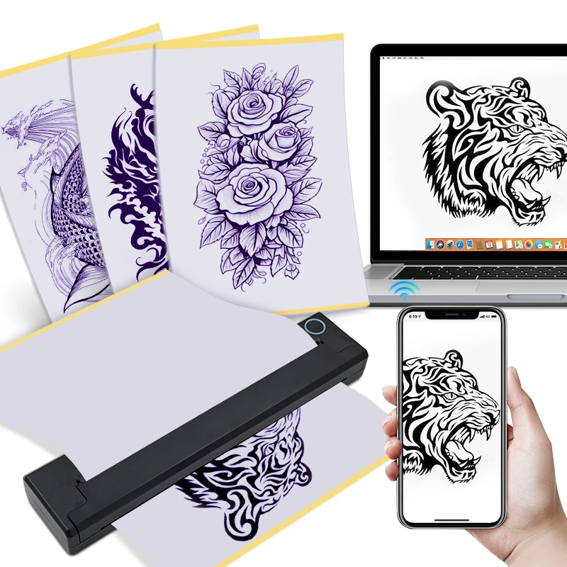 

Portable Wireless A4 Thermal Printer A4 Tattoo Stencil Copier Thermal Printer Tattoo Transfer Machine