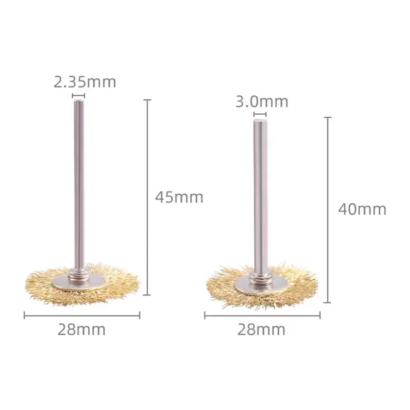 2.35mm/3.0mm Rod Diameter Metal Rust Removal Rubber Removal Copper Brush Mini Copper Wire Brush Polishing Pen Polishing Brush