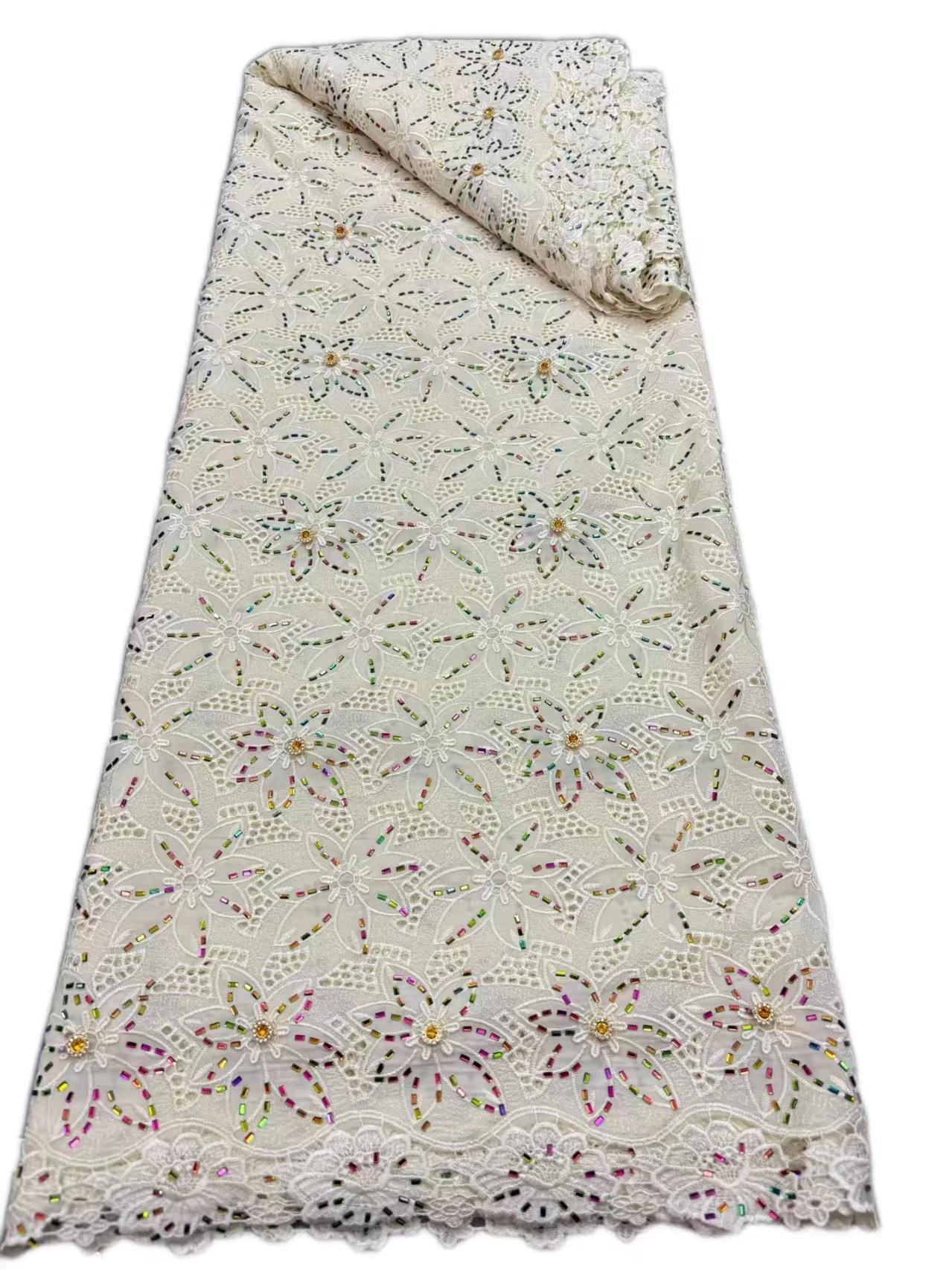 

Африканский шифоновый хлопковый шнур с каменной кристаллической кружевной ткань 2025 Высококачественная нигерийская кружевная ткань для женского платья