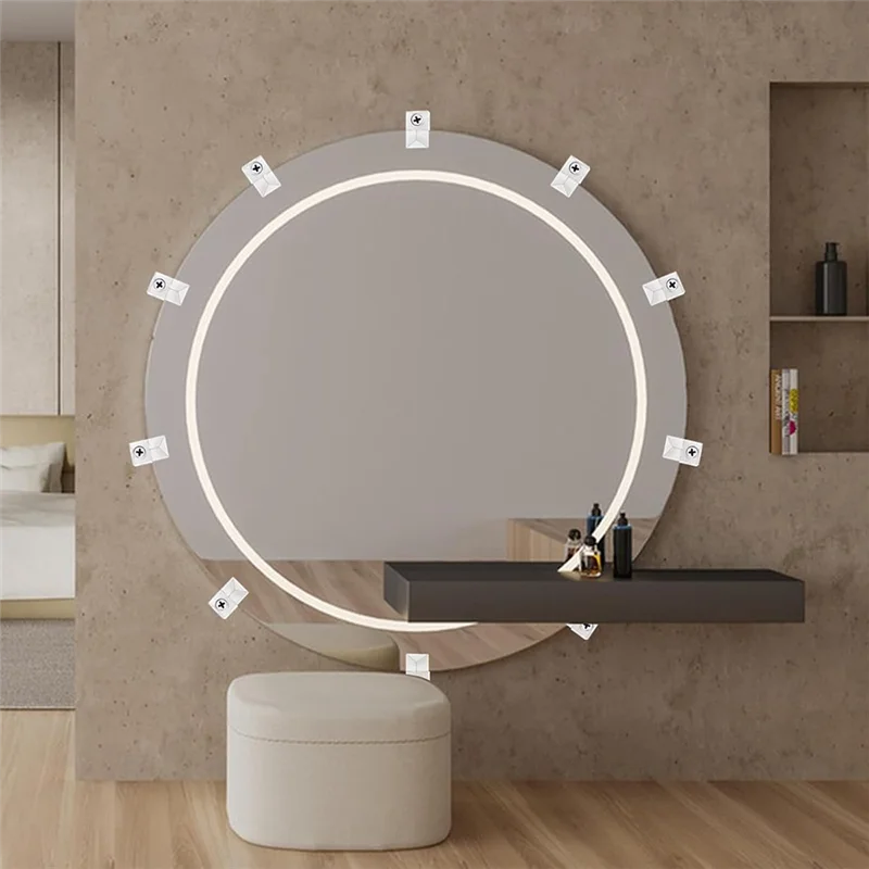 

A50I 32Pack Mirror Holder Clips,Clear Plastic Mirror Clip,Frameless Mirror Mounting Hardware,Mirror Holders For Wall Mounting