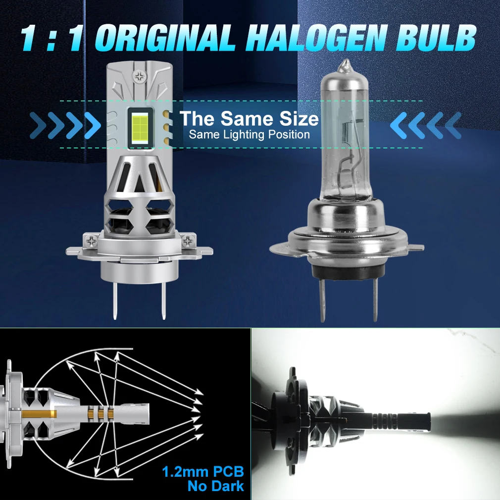 S&D H7 Faro LED 30000LM 100W Lampadina per fari per auto Super luminoso 6000K Bianco CANBUS Plug andPlay Faro automatico con ventola di raffreddamento