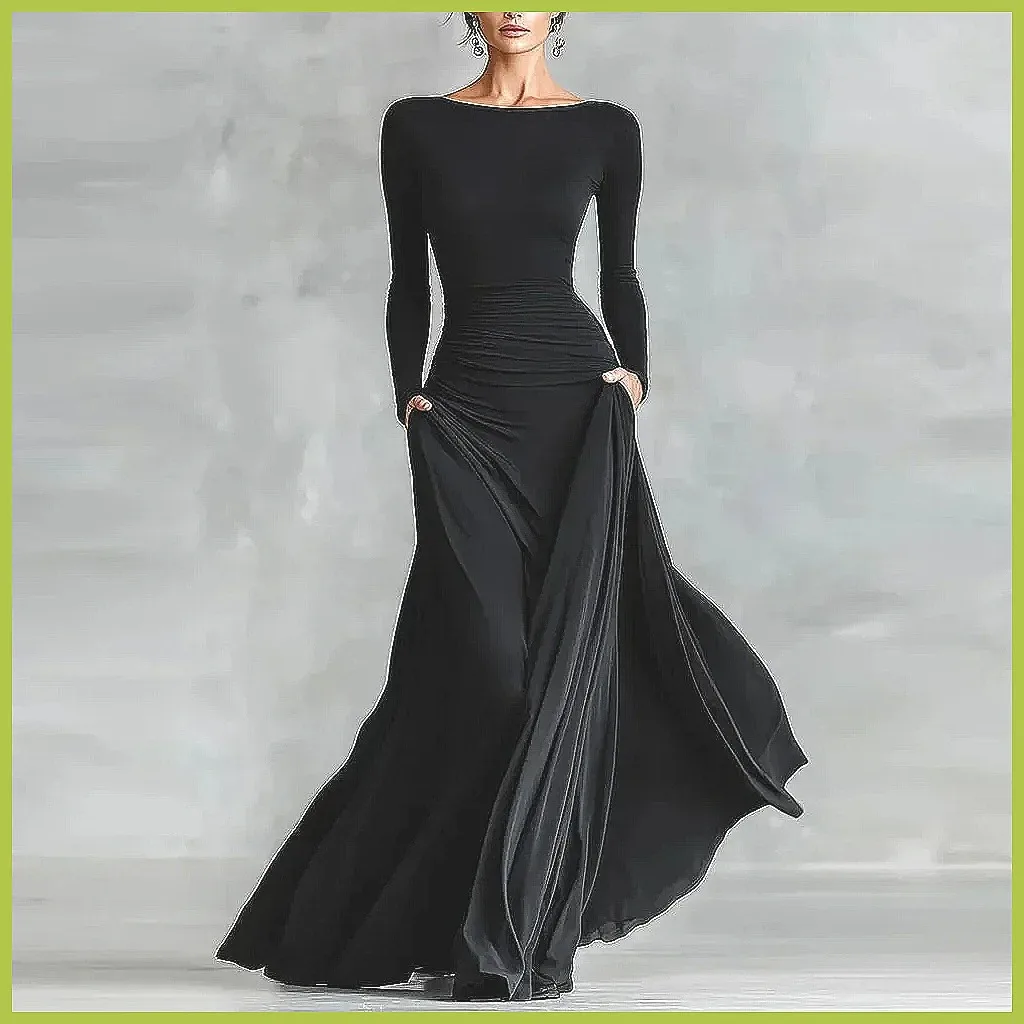 

**Elegant Patchwork Maxi Dress Women Long Sleeve Turtleneck Party Dress Chic Vestidos** (72 characters)