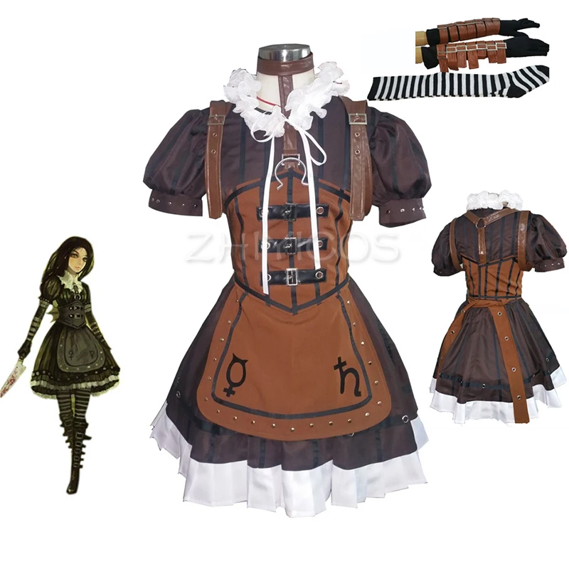 

New Alice Madness Returns Cosplay Costume Alice Steam Dress Outfit Carnival Halloween Costumes for Women