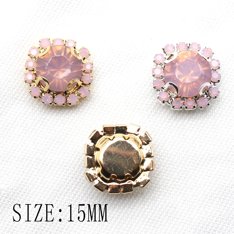 Brand New 10 قطع 15 مللي متر المعادن حجر الراين قاعدة مسطحة الراتنج حجر الراين حلية ، DIY بها بنفسك اليدوية رومانسية الزفاف حلية اكسسوارات #2