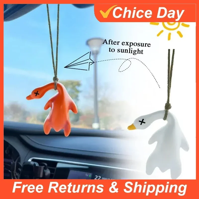 Funny Color-changing Roast Duck Pendant Uv Temperature-sensing Color Change Car Mirror Pendant Cartoon Cute Auto Interior Amagi