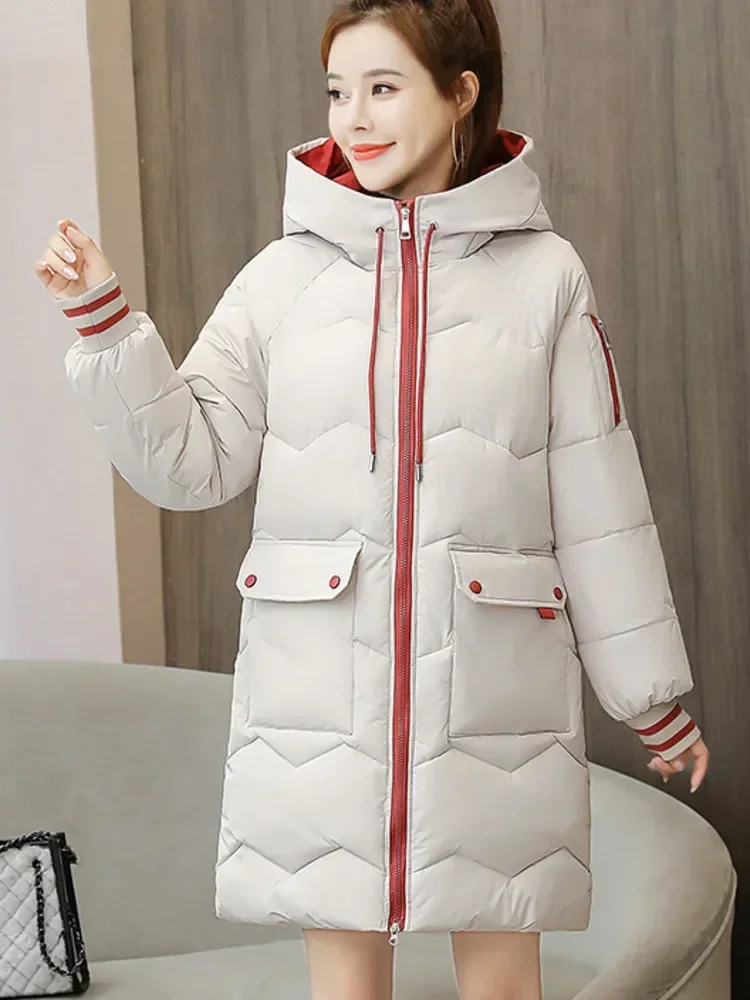 

Winter Women Jacket Coats Long Parkas Female Down Cotton Hooded Overcoat Thick Warm Jackets Windproof Casual Student Coat Parkas