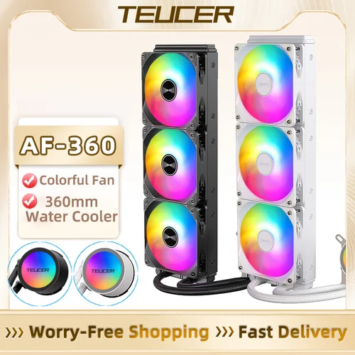 Radiador de refrigeración por agua TEUCER AF-360 para PC, ventilador RGB de 120mm, Enfriador de agua líquida de 360mm para Intel LGA 2011 1700 1200 115x AM4 AM5 AMD