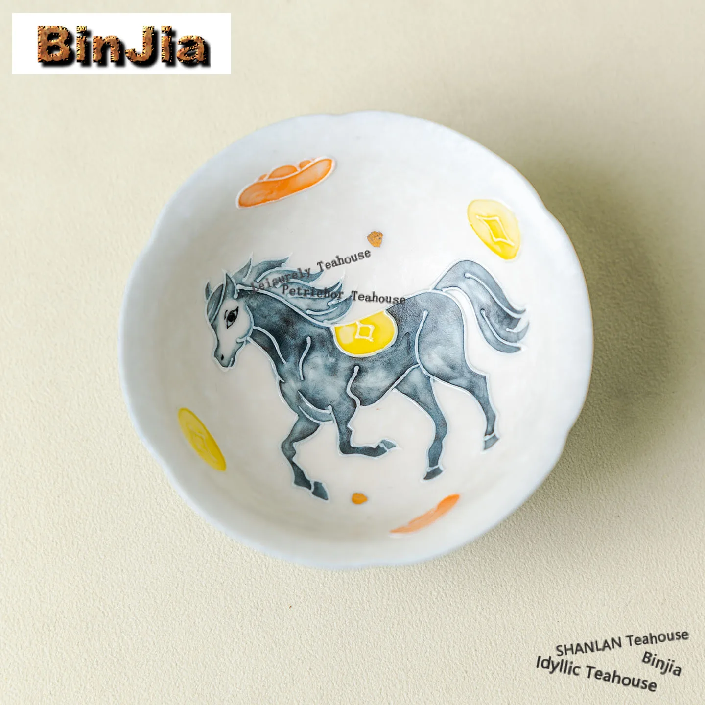 60ml Hand-painted Horse Teacup Creative Tea Bowl Sample Tea Cup Tea-tasting Fragrance Cup Chazhan Master Cups Tableware Craft