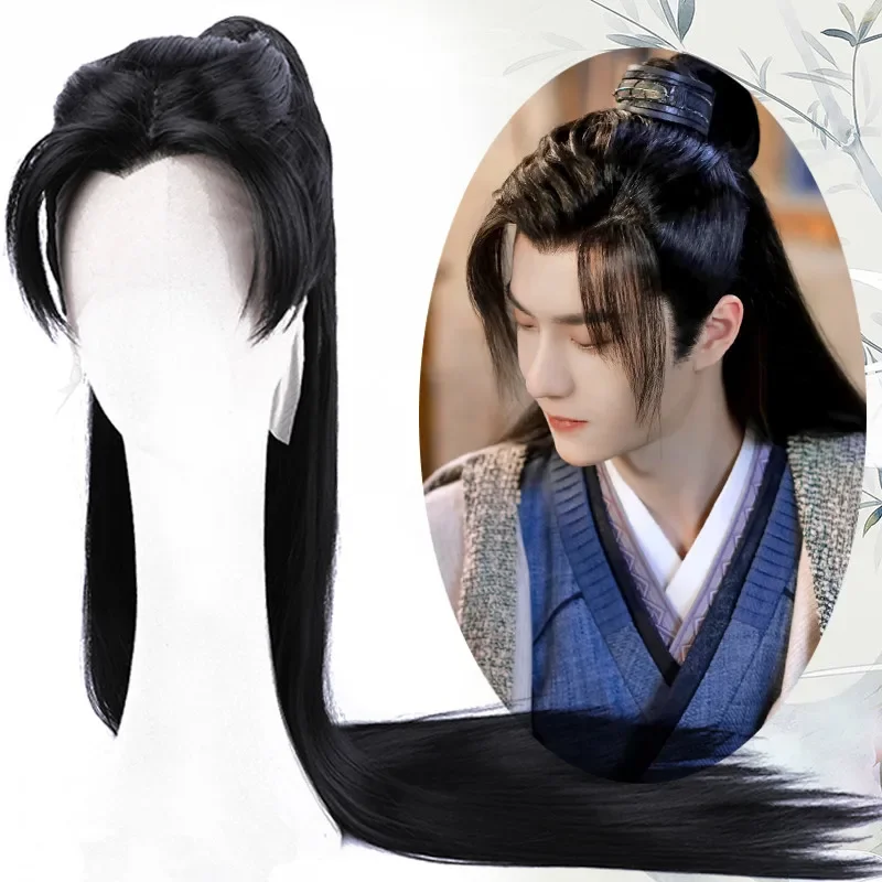 Productos para el cabello de guerrero de cola de caballo negra realista, pelo Hanfu largo y recto Retro, fácil de usar, serie Warrior Heir, juego de televisión