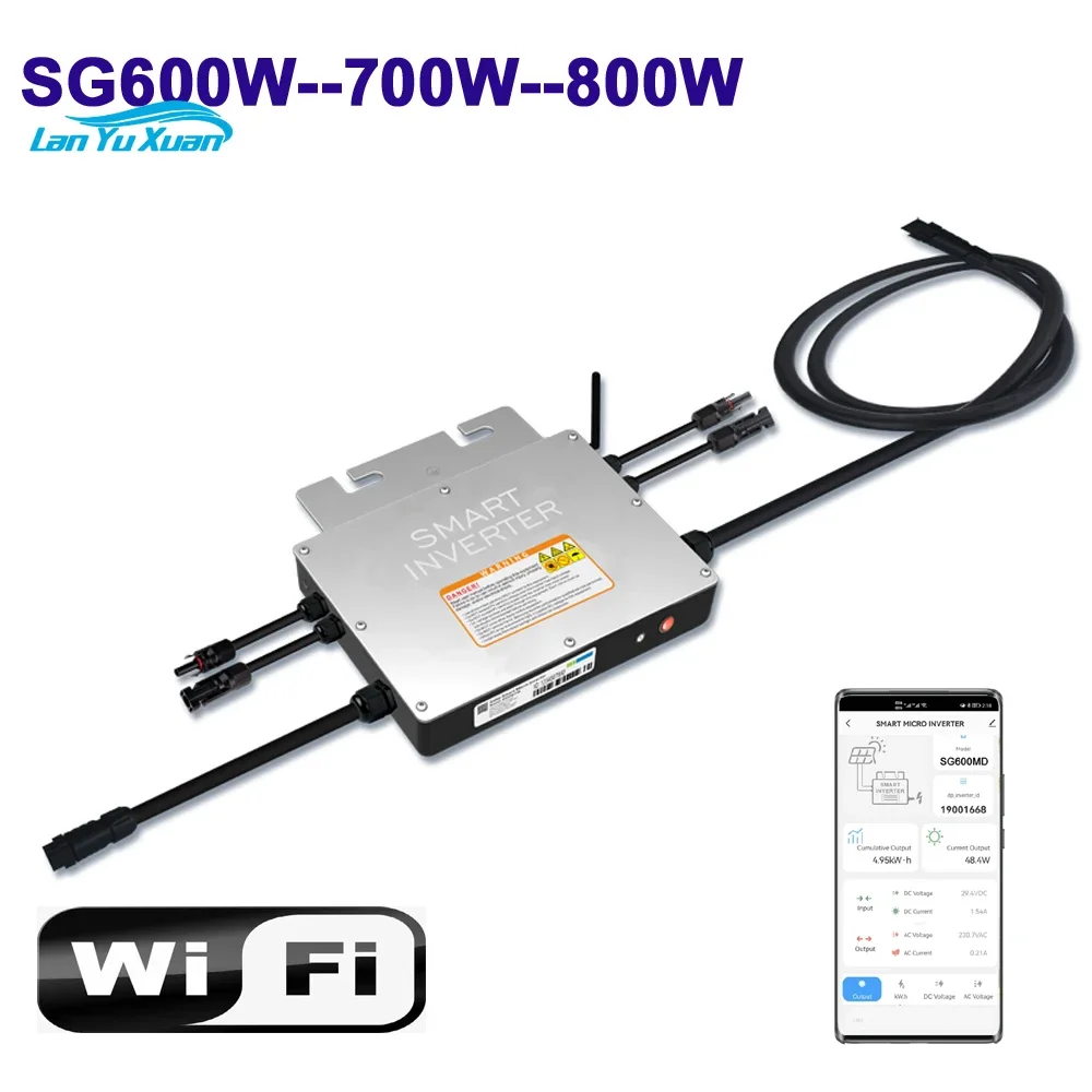 SG600W 700W 800W MPPT Grid Tie Solar Inverter PV Smart Micro  Operation Voltage Range 20V-60V WIFI Monitoring