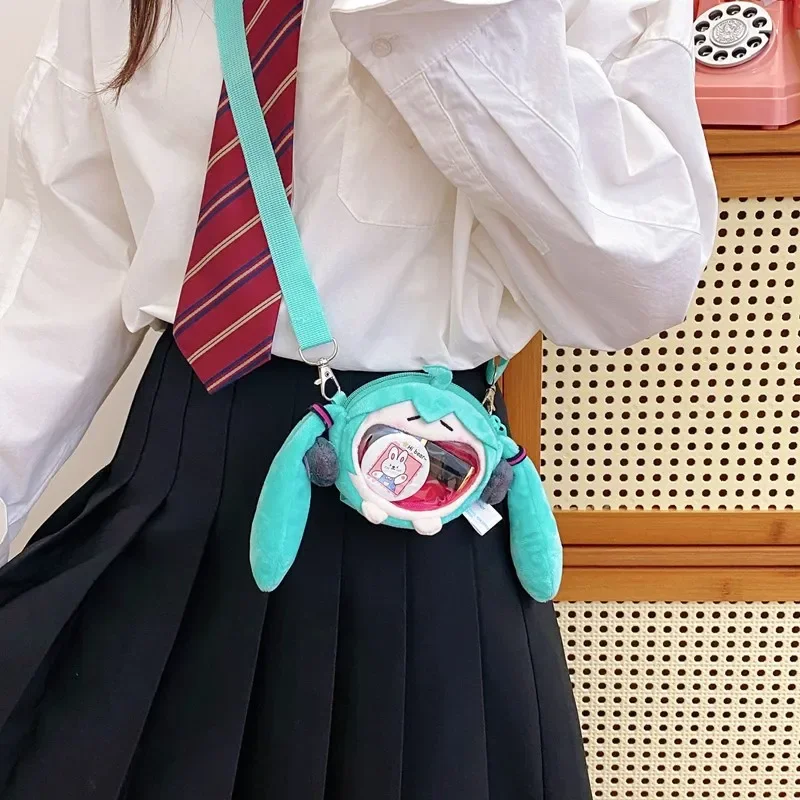 Portmonetka Hatsune Miku Damska Torba na Ramię Cartoon Kawaii 14cm Torba na Słuchawki Pluszowa Torba Pain Torba na Ramię z Łańcuszkiem Prezent dla Dziewczyny