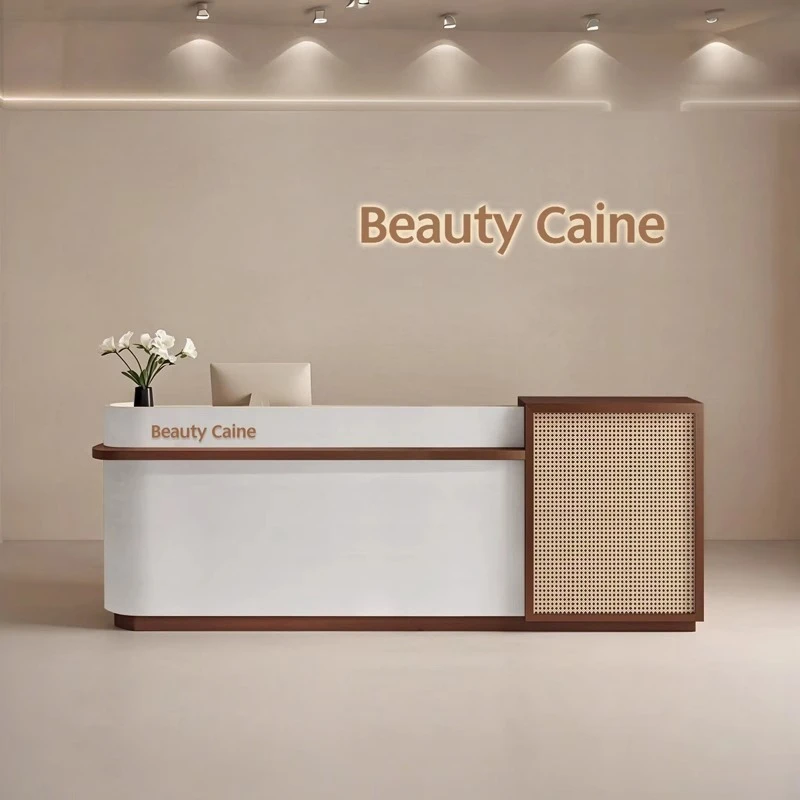 مكاتب الاستقبال الخشبية الحديثة متجر الجمال الفاخرة بار فندق مطعم مكاتب الاستقبال شركة Comptoy Accelier صالة الأثاث #5