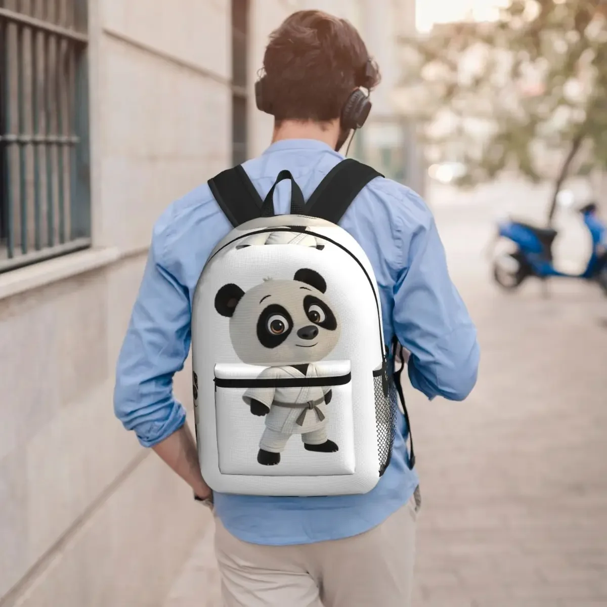 Cartoon Jiu Jitsu Judo Panda Student Backpack School Bag Hiking Travel Daypack for Boys Girls Bookbag Shoulder Bags