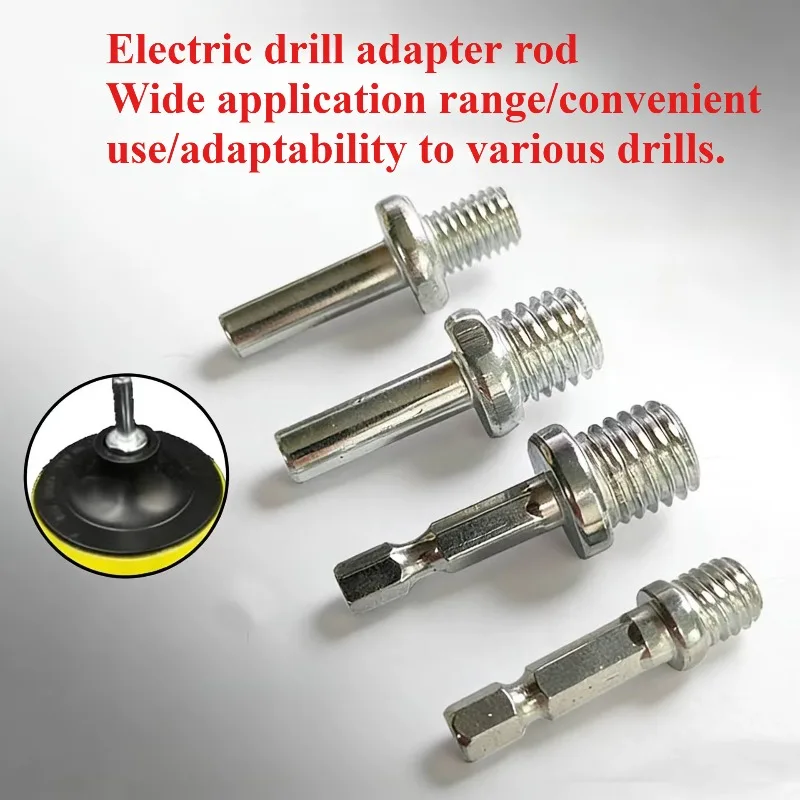 M10 M14 Drill Adapter Chuck Triangle Round Hexagon Conversion Connecting Rod for Grinder Polishing Discs Power Electric Tools