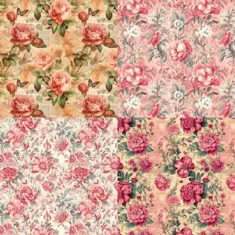 Paquete de papel con estampado Floral para álbum de recortes, 12 Uds., 6 \