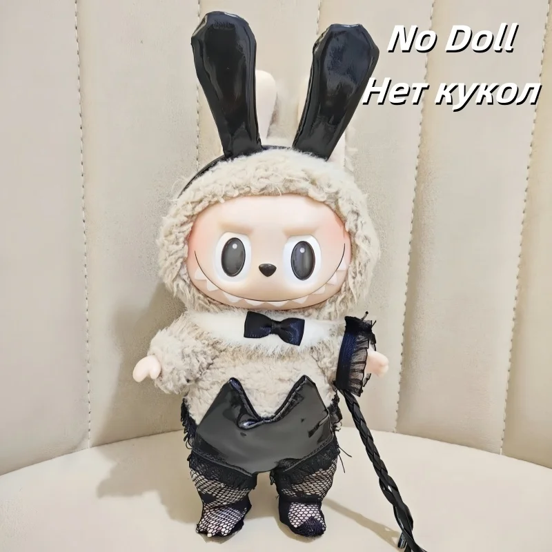 

Hot Sale! For Labubu V1v3 Doll Clothes Cute Rabbit Girl Fun Doll Clothes Black Silk Doll'S Costume Gift Labubu Accessory No Doll