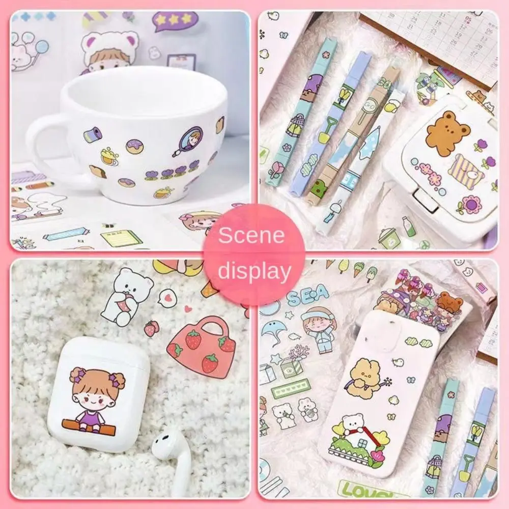 10/20/50Pcs Cute Cartoon Patterns Water Cup Stickers Waterproof DIY Notebook Decoration Scrapbook Decor Transparent