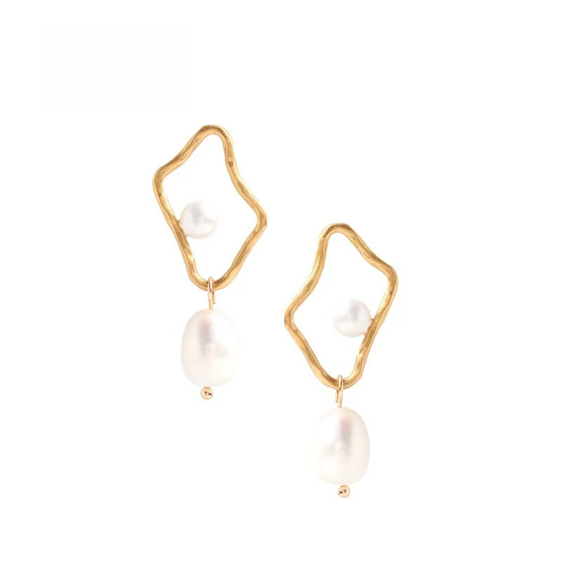 sumni-バロックパールイヤリング-18k-マットゴールド-925-シルバー-シンプルな個性の女性用イヤリング-ファッショナブルなジュエリーアクセサリー