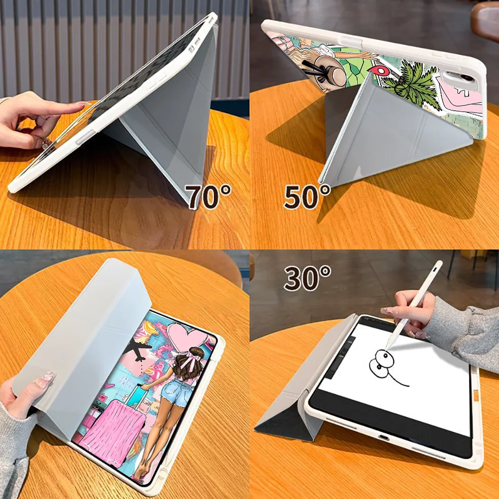 Holiday Travel Sticker With Pen Slot Cover Tablet Case For iPad 12th Mini 7 6 5 9th 11th Pro M4 13 2025 2026 Air 8 M2 M3 3 10th