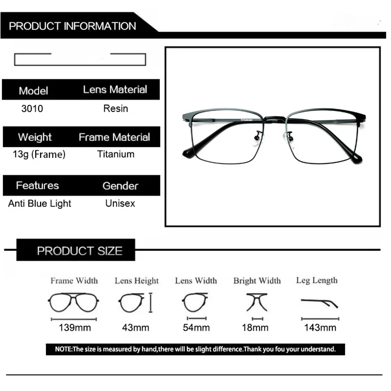 Hochwertige ultraleichte Retro-Lesebrille aus reinem Titan und Metall, Anti-Blaulicht-Lesebrille für Herren, quadratische Presbyopie-Brille – Detail 8