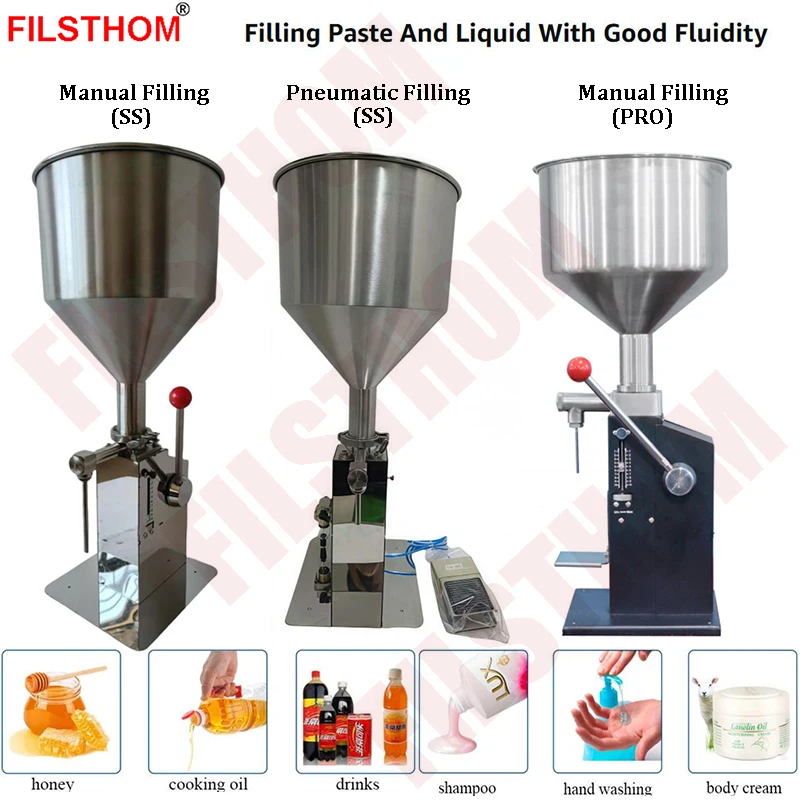 Manual Pneumatic Filling Machine For Jar Bottle Pouch Liquid Paste Beverage Juice Toothpaste Lotion Honey Oil Perfume Jam Cream