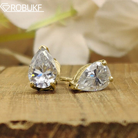 1-4CT Pear Cut Moissanite Earring for Women GRA Certified Simulated Diamond S925 Silver Plated 18k Gold Waterdrop Shape Stud Ear