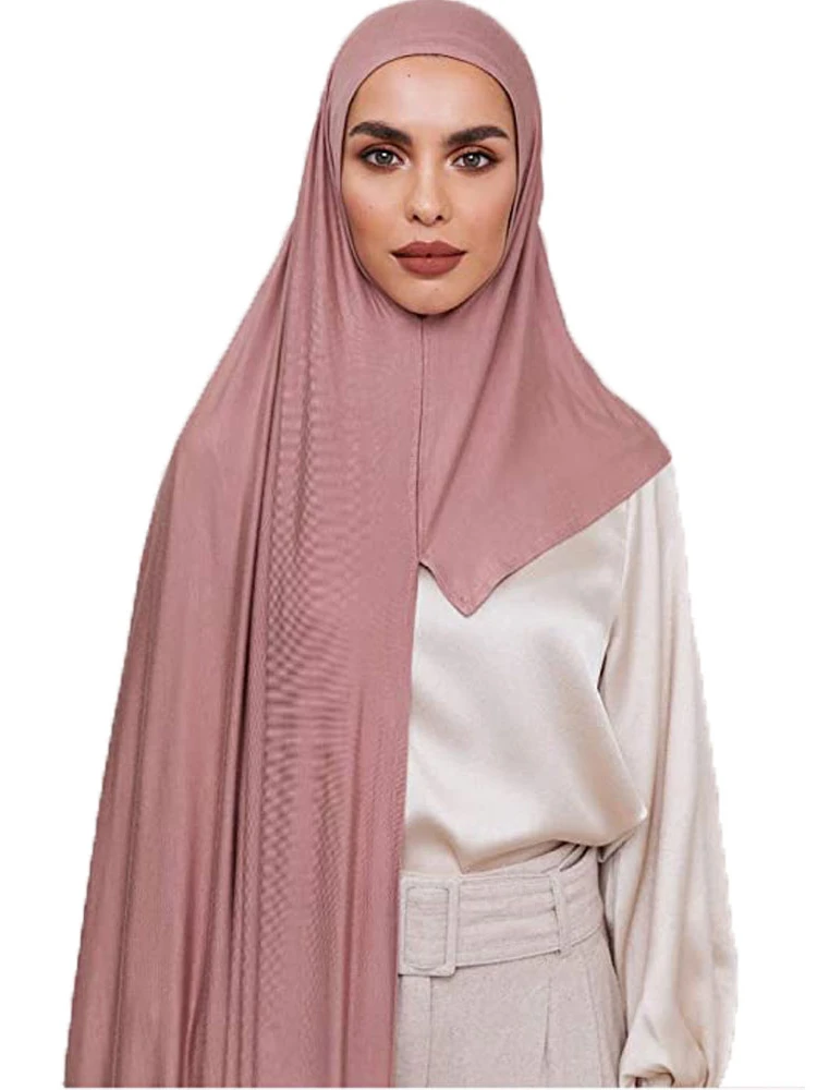 Muslim Medina Women Premium Instant Cotton Jersey Hijab Scarf Jersey Hijabs Scarves With Hoop Pinless HeadScarves 53 colors