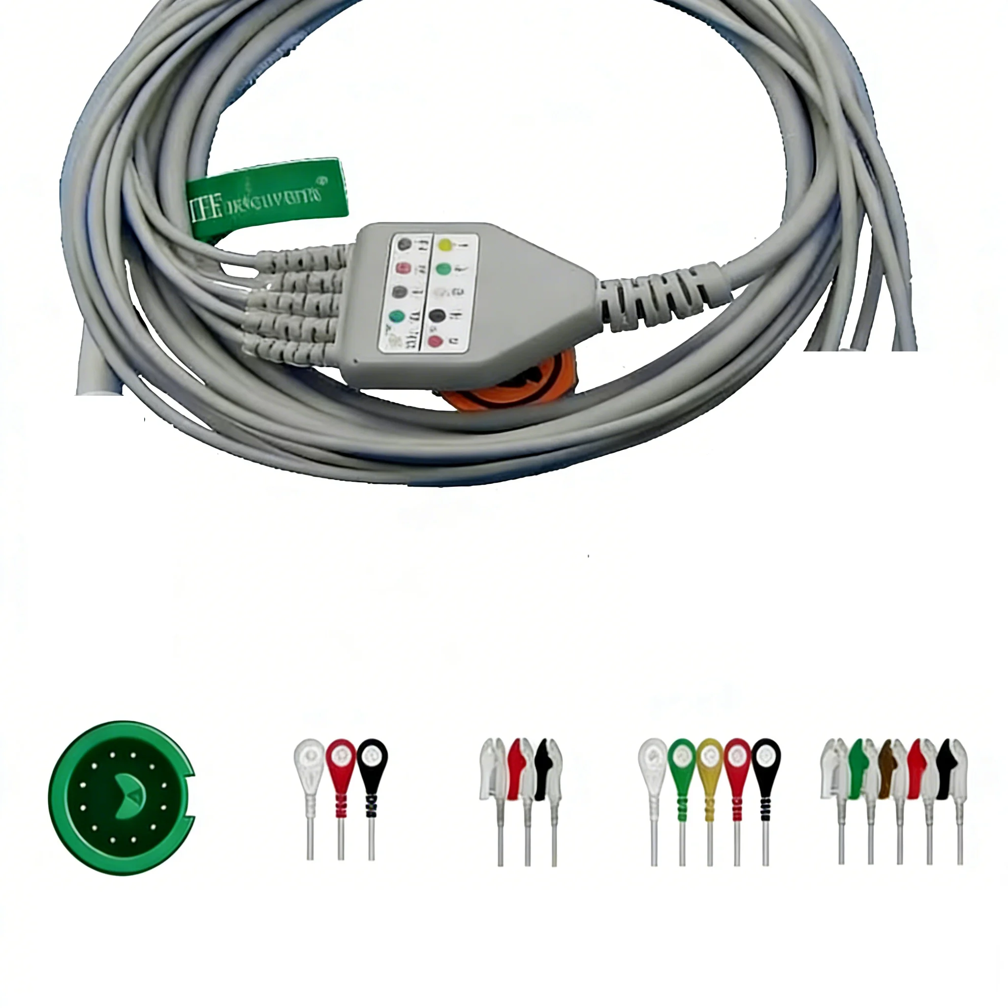 

Кабель ЭКГ One Piece 12-контактный с 5-контактными зажимами-клипсами для Fukuda, для мониторов, аксессуары для больниц и клиник