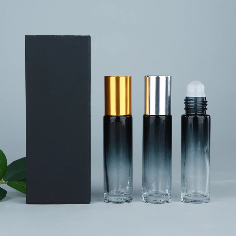10/20/30pcs10ml botellas de rodillo de aceite esencial de vidrio grueso recargables con caja de embalaje para Perfume de fragancia