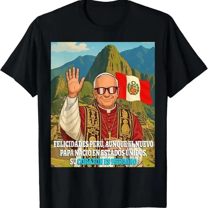 Papa Le N Xiv Per Usa Pope Leo Peruvian Flag New 2025 T Shirt