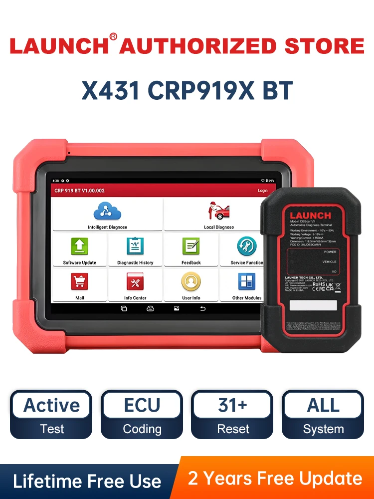 X431 CRP919X LAUNCH BT Auto-Diagnosegerät DBScar VII VCI Auto OBD OBD2 Scanner Aktiver Test ECU-Codierung CANFD DOIP 31+ Reset-Funktionen