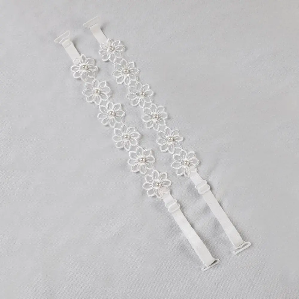 Adjustable Sexy Elastic Silicone Pearls Wedding Flower Shoulder Strap Brassiere Straps Bra Accessories Women Bra Belt