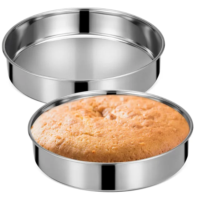 Rust-proof straight-faced cake pans for bakeries and kitchens Stainless steel baking pans
