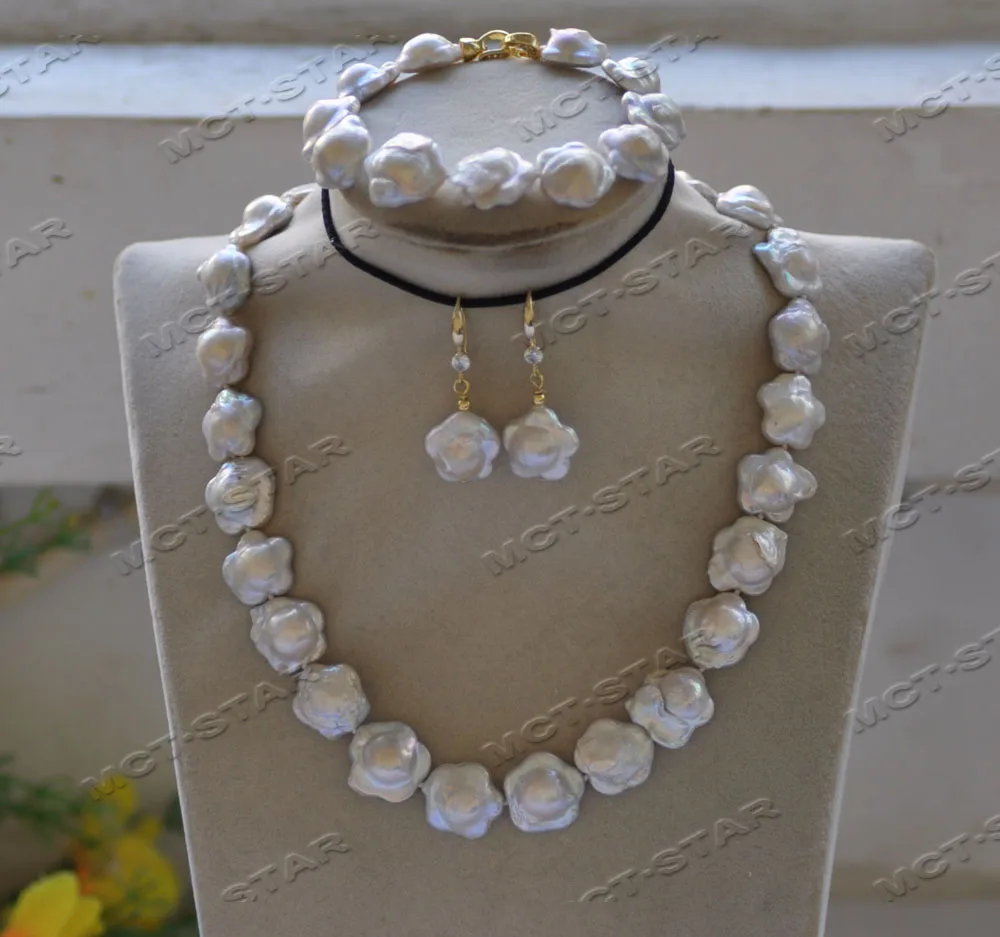 

Z12713 Set 16mm White Plum Blossom FW Pearl Necklace Bracelet Earring