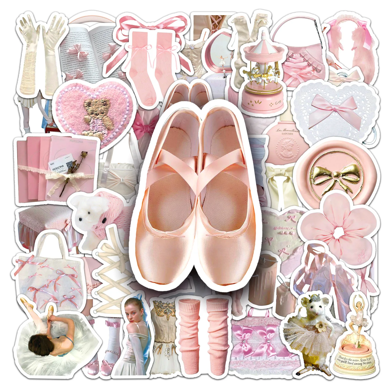 

50 шт., милые розовые наклейки для балеток для девочек, стильные наклейки «сделай сам», скрапбукинг, телефон, чемодан, скейтборд, водонепроницаемые наклейки с граффити