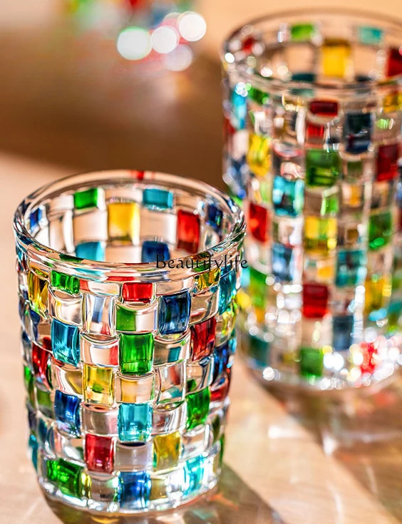 

Water Cup Household High-Grade Cup Hand-Painted Color Beer Steins Design Niche Glass