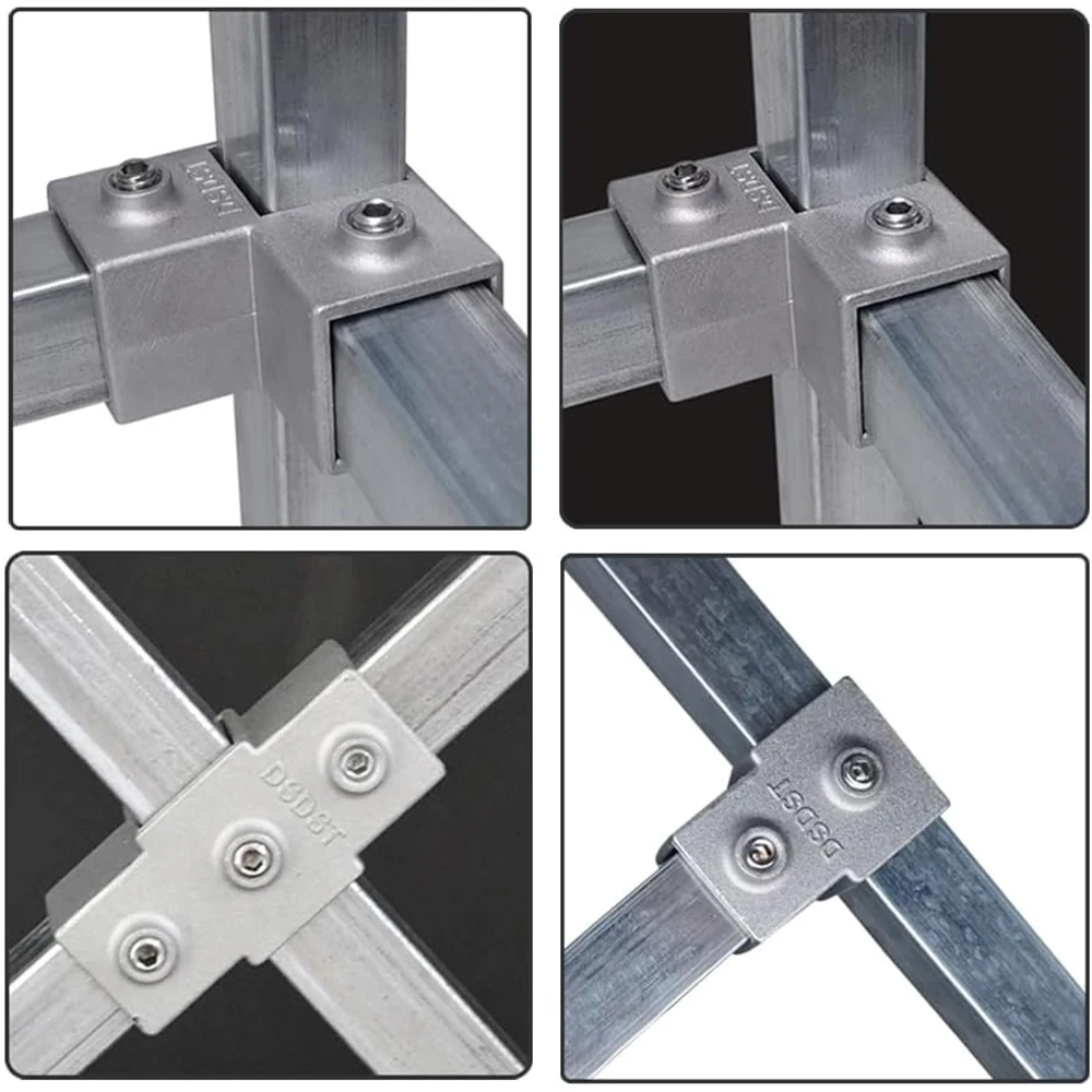 20/25/30mm Square Tube Connectors Galvanized Aluminum Alloy Square Tube Connector Tee Fasteners Square Steel Fixed Clips