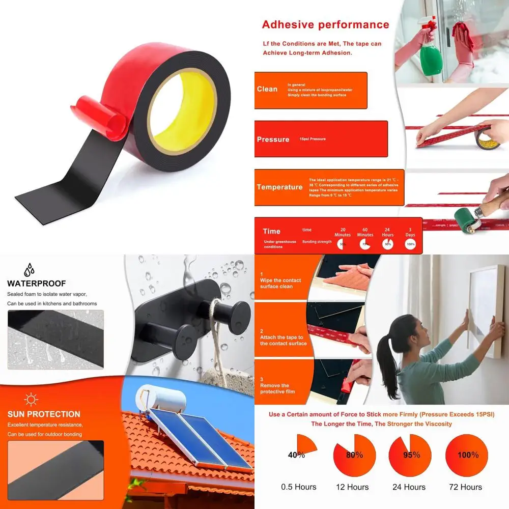 

Double Sided Tape, Heavy Duty Mounting Tape, 5952, 10FT x 2.0IN Adhesive Foam Tape & Weatherproof Seal Strip Made for Car Decor,