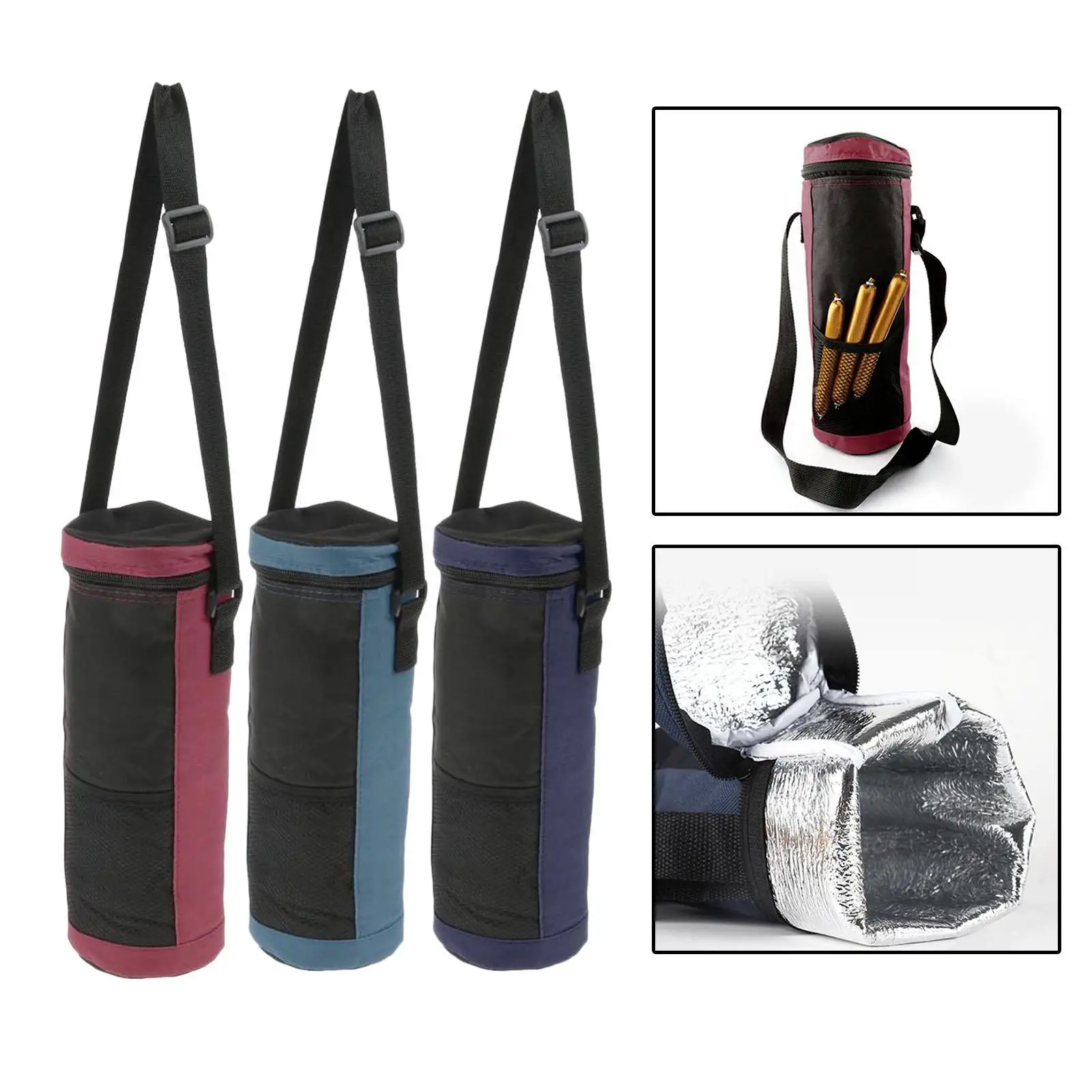 

Portable 2L Cooler Bag Outdoor Camping Travel Insulated Tote Lightweight Cylinder Cooler Folding Adjustable Strap Carrier