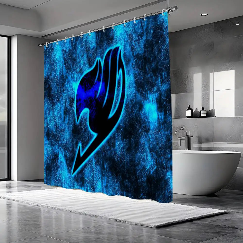 Fairy Tail japanischer Anime-Duschvorhang, dekorativer Badezimmer-Duschvorhang, wasserdichter Duschvorhang mit Haken